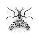 A surreal composition of butterflies emerging from bones, with snakes coiling around them in a mesmerizing sleeve tattoo design tattoo design idea