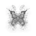 A surreal composition of butterflies emerging from bones, with snakes coiling around them in a mesmerizing sleeve tattoo design tattoo design idea