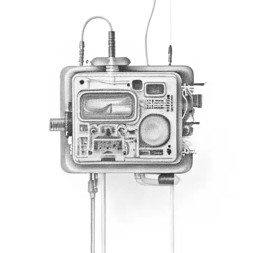 A black-grey tattoo of a vintage electronic painting palette tattoo design idea