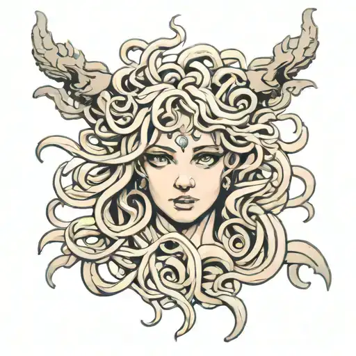 three face medusa   tattoo design idea