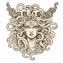 three face medusa   tattoo design idea