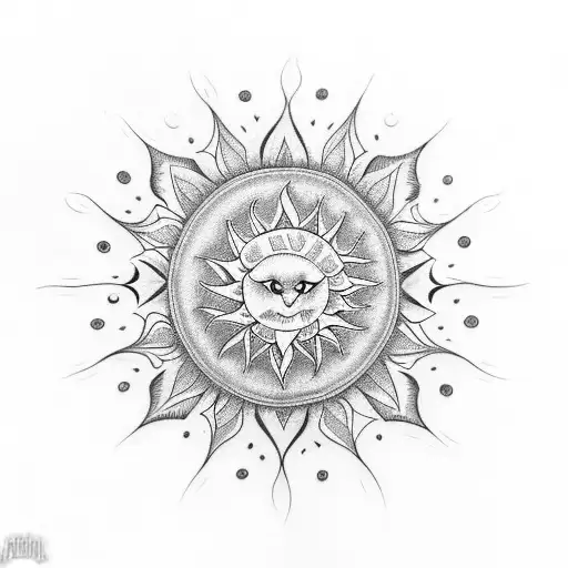 mandala tattoo in the shape of the sun, make it of color tattoo design idea