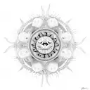 sun with mandala line design inside it tattoo design idea