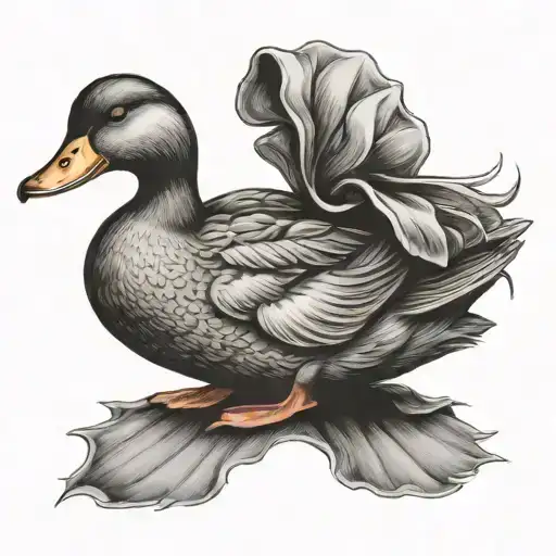 duck wearing a bonnet tattoo design idea