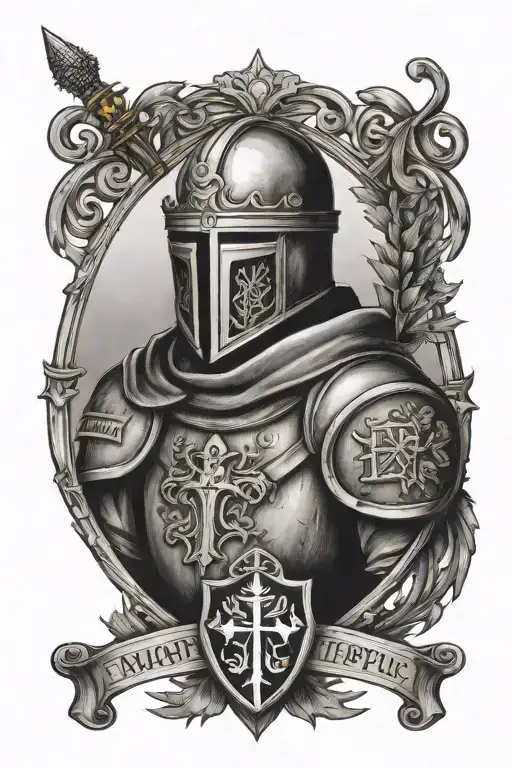 knights templar knight with scottish thistle badge etched tattoo design idea