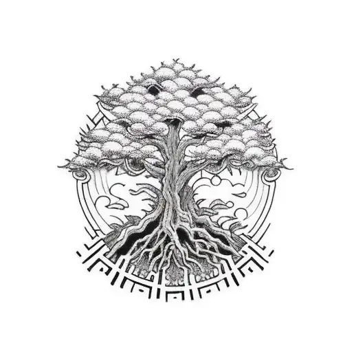 Japanese "Tree Of Life" Tattoo Idea BlackInk AI