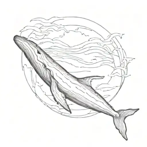 A lonely whale in the ocean tattoo design idea