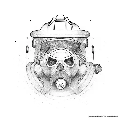 Dual idea, firefighter and Computer (cyberspace) with a diaginal seperation tattoo design idea