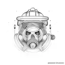 Dual idea, firefighter and Computer (cyberspace) with a diaginal seperation tattoo design idea