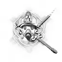 Dual idea, firefighter and Computer (cyberspace) with a diaginal seperation tattoo design idea