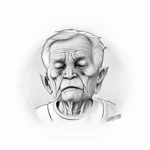 face with two parts - funny / sad, lucky / unlucky, young man / old man tattoo design idea
