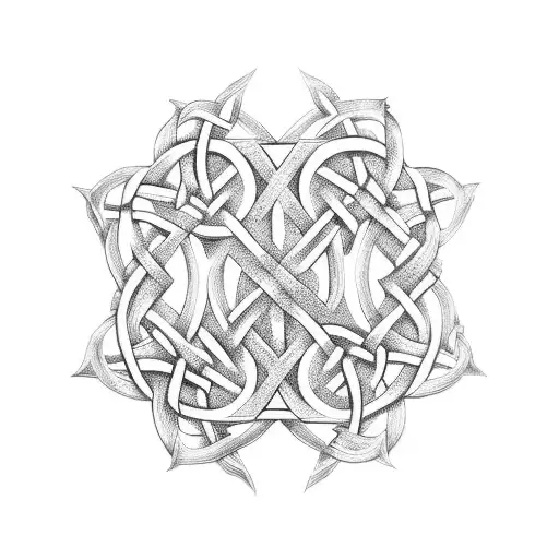 An intricate celtic knotwork design featuring upside-down pineapples tattoo design idea