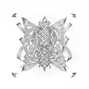 An intricate celtic knotwork design featuring upside-down pineapples tattoo design idea