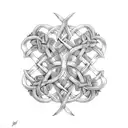 An intricate celtic knotwork design featuring upside-down pineapples tattoo design idea