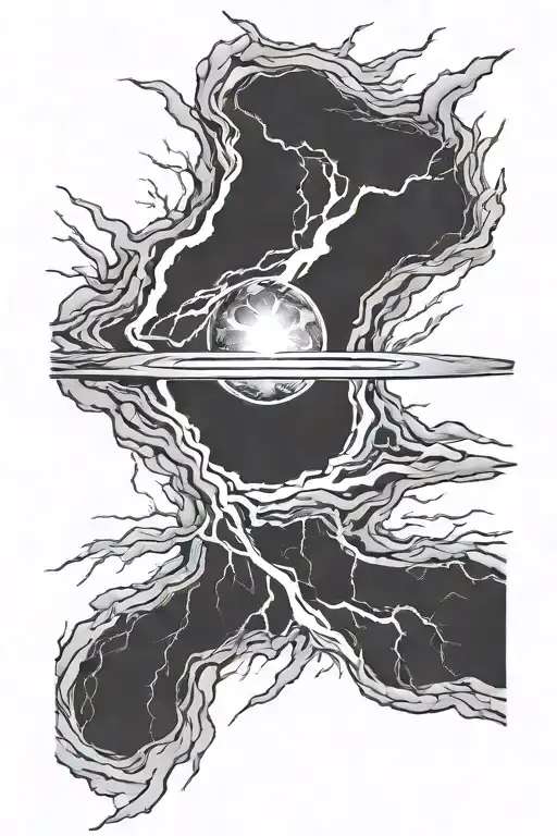 blackhole and lightning tattoo design idea