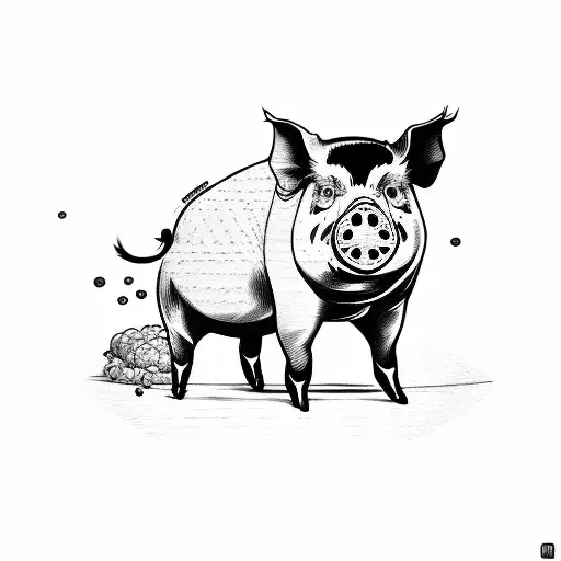 Pig cooking food tattoo design idea