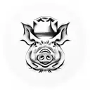 Pig frying bacon with a chef hat on  tattoo design idea