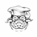 Pig frying bacon with a chef hat on  tattoo design idea