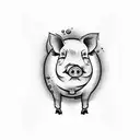 Pig frying bacon in a stove tattoo design idea