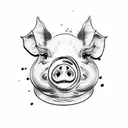Pig frying bacon in a stove tattoo design idea