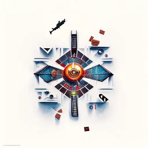 film noir scene with art deco elements tattoo design idea