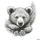 angel bear cub tattoo design idea