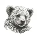 angel bear cub tattoo design idea