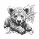 angel bear cub tattoo design idea