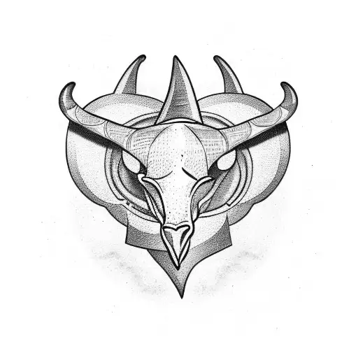 horn heart  tattoo design idea