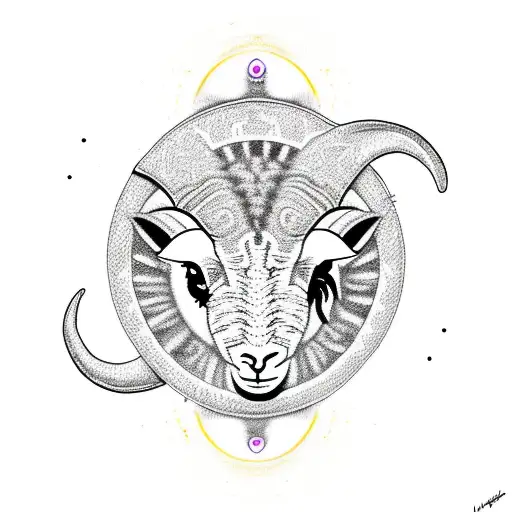 blindfolded lamb toy with 3rd eye and aurora background tattoo design idea