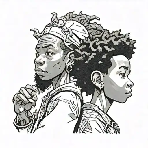 the boondocks Riley and huey tattoo design idea
