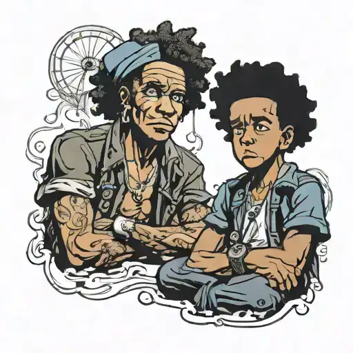 the boondocks Riley and huey tattoo design idea