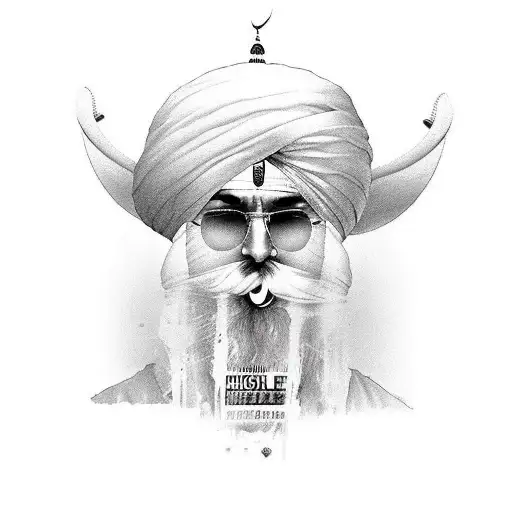 sidhu moosewala, gun, any religious qoute from sikhism tattoo design idea