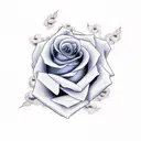 rose with blue butterflies and smoke tattoo design idea