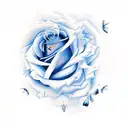 rose with blue butterflies and smoke tattoo design idea