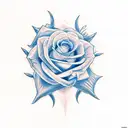 rose with blue butterflies and smoke tattoo design idea