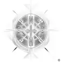 number 16 surrounded by a cross, with the lines of the cross having the names of "miriam" and "jorge" in morse code line tattoo design idea