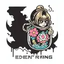 small jar from Elden ring dressed up like a power puff girl tattoo design idea