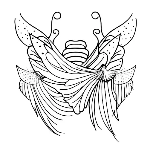 skeleton with fairy wings tattoo design idea