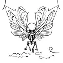 skeleton with fairy wings tattoo design idea