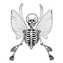 skeleton with fairy wings tattoo design idea