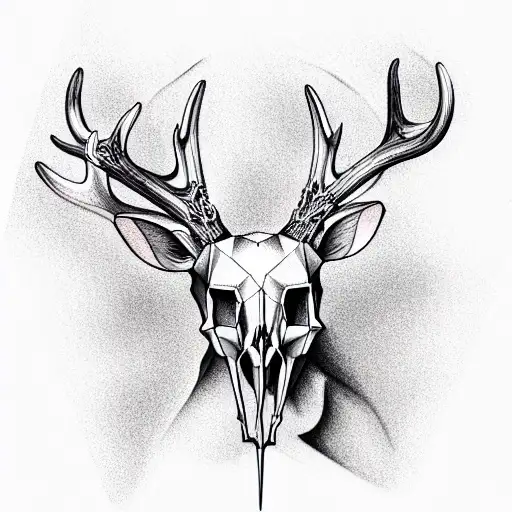 deer skull tattoo design idea