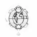 flat map of earth with turtle shells tattoo design idea