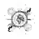 flat map of earth with turtle shells tattoo design idea