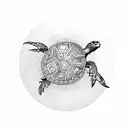 flat map of earth with turtle shells tattoo design idea