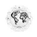 flat map of earth with turtle shells tattoo design idea