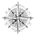 A compass rose surrounded by intricate map details tattoo design idea