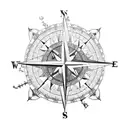 A compass rose surrounded by intricate map details tattoo design idea