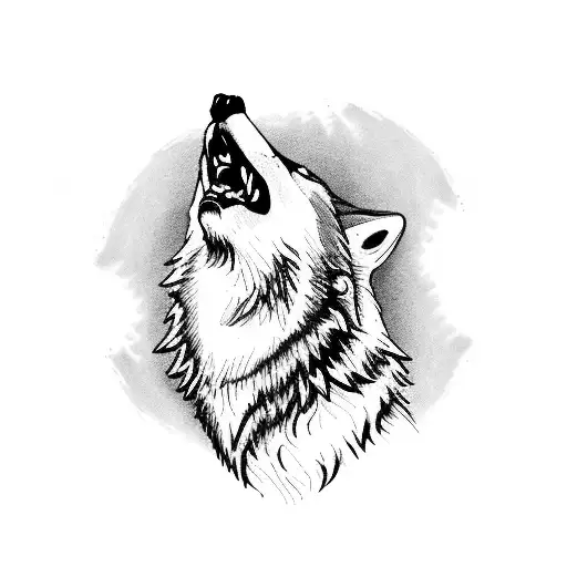 Wolf howling at a microphone tattoo design idea