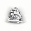 as if the ship is on the front shin tattoo design idea